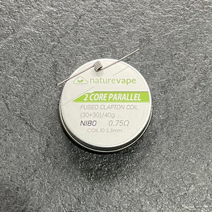 Naturevape Ni80 Fused Clapton 0.75 Ohm 2-Core Parallel MTL Coil