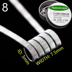 Naturevape Four Core Fused Clapton Coil SS316L (0.18 Ohms)